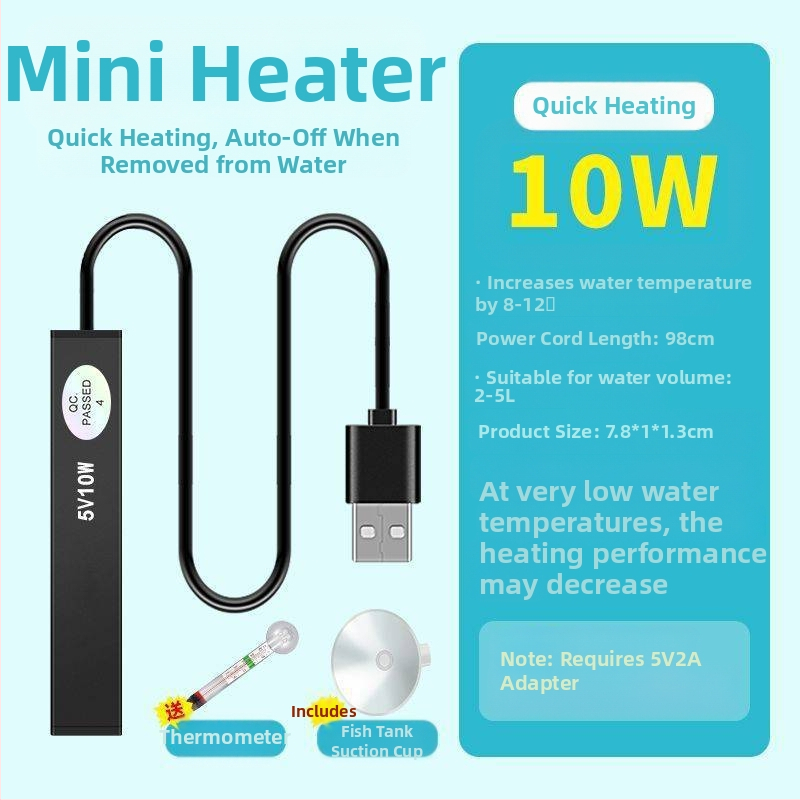 Akvárium fűtőrúd kicsi mini intelligens hőmérséklet-szabályozó irodai asztali üveg kerek henger automatikus hőmérséklet-szabályozó fűtőrúd