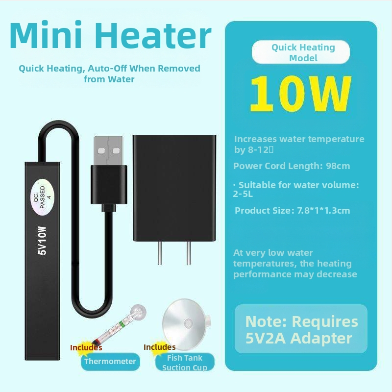 Akvárium fűtőrúd kicsi mini intelligens hőmérséklet-szabályozó irodai asztali üveg kerek henger automatikus hőmérséklet-szabályozó fűtőrúd