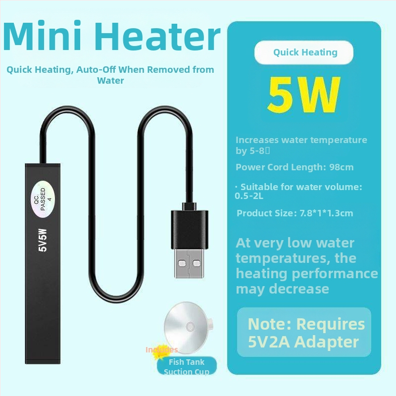 Akvárium fűtőrúd kicsi mini intelligens hőmérséklet-szabályozó irodai asztali üveg kerek henger automatikus hőmérséklet-szabályozó fűtőrúd