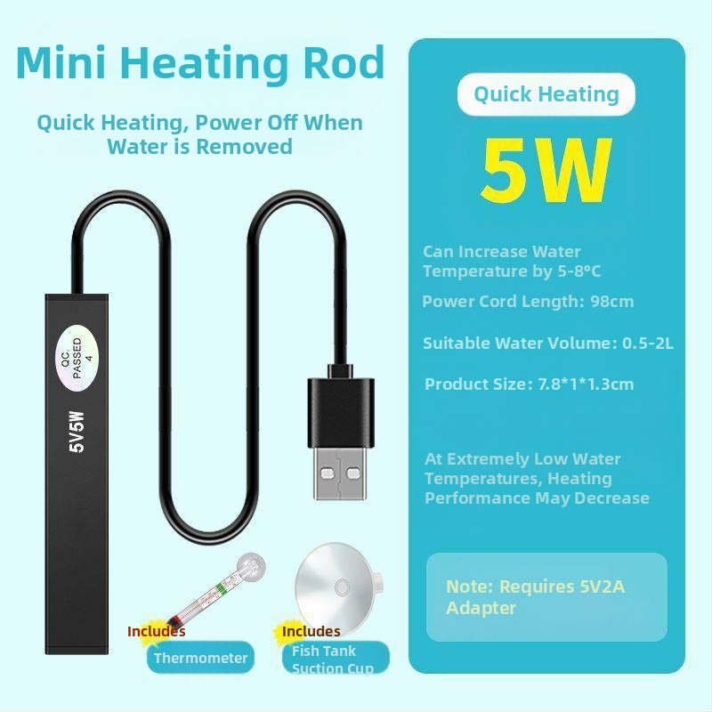 Akvárium fűtőrúd kicsi mini intelligens hőmérséklet-szabályozó irodai asztali üveg kerek henger automatikus hőmérséklet-szabályozó fűtőrúd