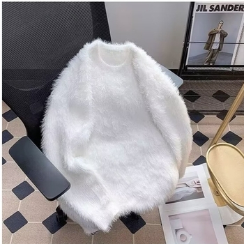 2024. aasta sügis-talve uus ühevärviline naaritsametist kampsun meeste ja naiste ümara kaelusega pullover Jaapani stiilis paksendatud pikkade varrukatega soe kootud kampsun