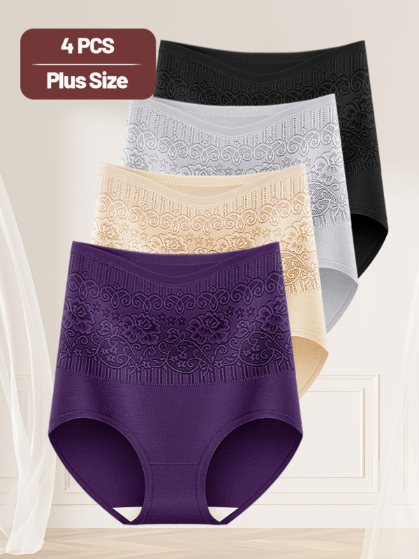 Euroopa ja Ameerika neljaosaline kõrge vöökohaga puuvillane naiste aluspesu, mugav, hingav, nahasõbralik muster, puusa tõstvad, kõhtu pinguldavad, kitsad aluspüksid, üle ääre