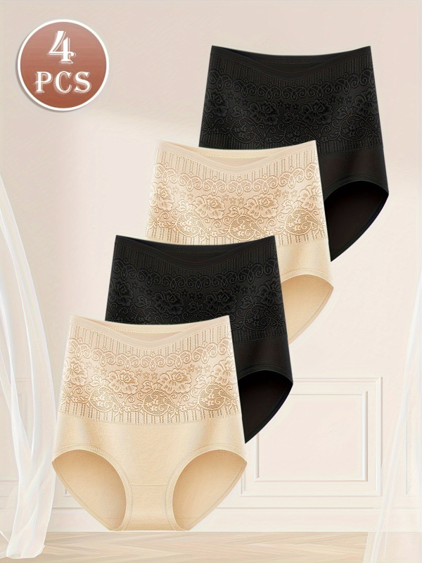 Euroopa ja Ameerika neljaosaline kõrge vöökohaga puuvillane naiste aluspesu, mugav, hingav, nahasõbralik muster, puusa tõstvad, kõhtu pinguldavad, kitsad aluspüksid, üle ääre