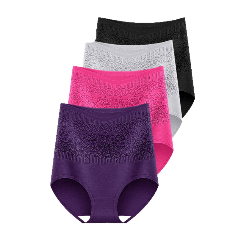 Euroopa ja Ameerika neljaosaline kõrge vöökohaga puuvillane naiste aluspesu, mugav, hingav, nahasõbralik muster, puusa tõstvad, kõhtu pinguldavad, kitsad aluspüksid, üle ääre