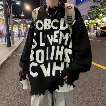 Rahvusliku moe hiphop paaridele mõeldud täisprindiga meeste kevad- ja sügisene ülisuur soe ebakorrapärane narmendav kampsun