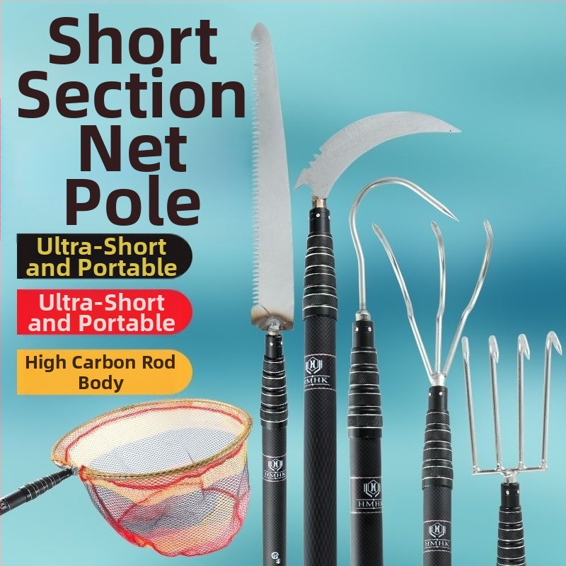 X9G naujas trumpos rankenos anglies pluošto didelių žuvų graibšto meškerės padėties nustatymo meškerė, sustorinta itin kieta teleskopinė