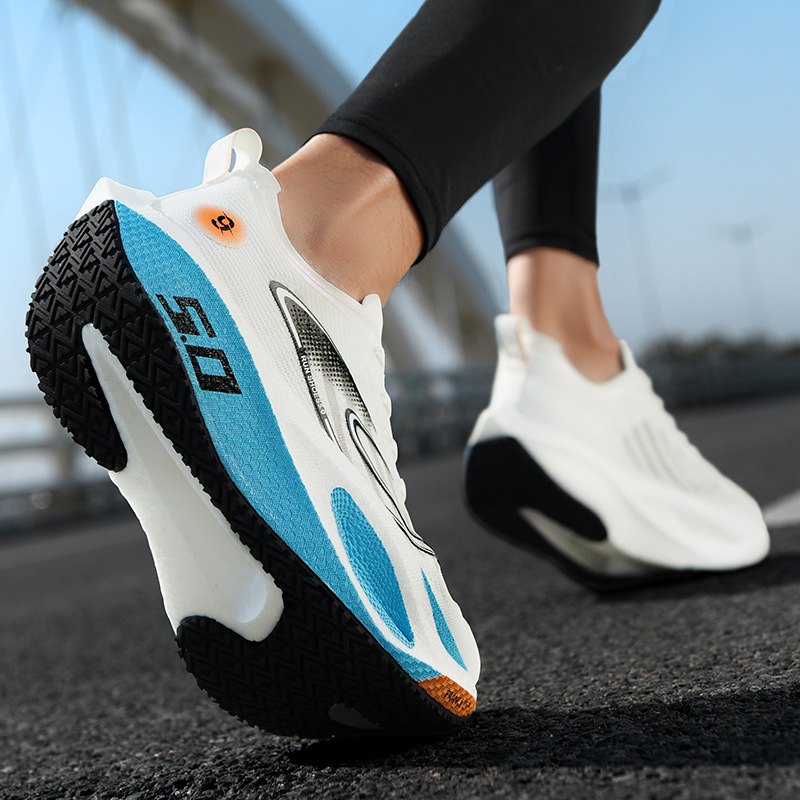 Vasaros profesionalūs bėgimo bateliai vyrams, rožiniai, 2025 m. nauji jaunimo studentų vieno tinklelio lenktynių anglies pluošto sportiniai bateliai