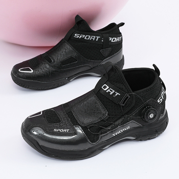 2025. gada jauni profesionālās apmācības rotējošas sprādzes pāru badmintona apavi, galda tenisa apavi, vīriešu un sieviešu sporta apavi lieliem bērnu apaviem