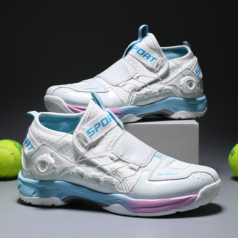 2025. gada jauni profesionālās apmācības rotējošas sprādzes pāru badmintona apavi, galda tenisa apavi, vīriešu un sieviešu sporta apavi lieliem bērnu apaviem