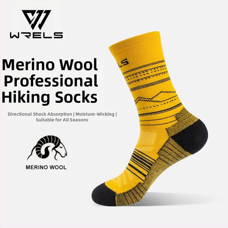 WRELS merino vilnas zeķes vīriešu un sieviešu augstas caurulītes pārgājienu skriešanas zeķes biezas frotē dezodorējošas elpojošas sporta zeķes