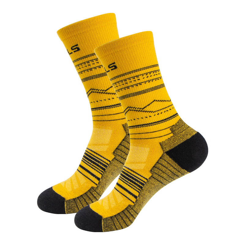 Κάλτσες WRELS από μαλλί Merino, ανδρικές και γυναικείες κάλτσες τρεξίματος με ψηλό σωλήνα, κάλτσες πεζοπορίας και τρεξίματος, αναπνεύσιμες αθλητικές κάλτσες με παχύρρευστο αποσμητικό Terry