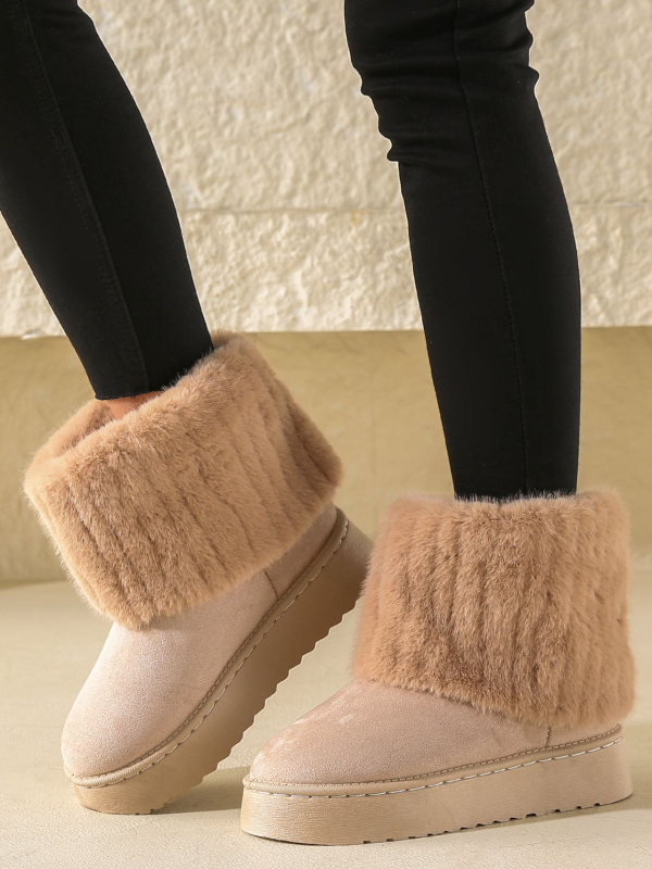 2024. aasta sügis- ja talveuued paksu tallaga lumesaapad, naiste sametist, suured suurused, keskmise toruga soojad varrukad, ümara ninaga, karvased naistesaapad, trendikad