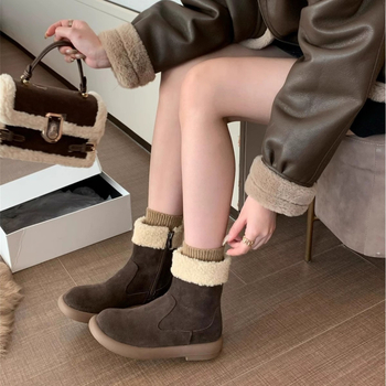 Μπότες Χιονιού Bocken Shoes Γυναικείες Μπότες με επένδυση fleece, Χοντρές Μπότες 2024, Νέες Χειμερινές Γούνινες Μπότες, Γούνινα Παπούτσια Χιονιού από Βαμβάκι