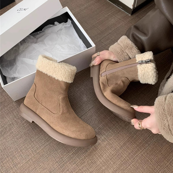 Μπότες Χιονιού Bocken Shoes Γυναικείες Μπότες με επένδυση fleece, Χοντρές Μπότες 2024, Νέες Χειμερινές Γούνινες Μπότες, Γούνινα Παπούτσια Χιονιού από Βαμβάκι