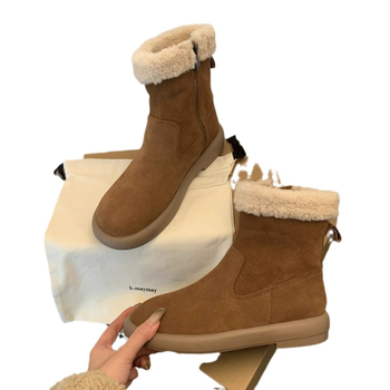 Μπότες Χιονιού Bocken Shoes Γυναικείες Μπότες με επένδυση fleece, Χοντρές Μπότες 2024, Νέες Χειμερινές Γούνινες Μπότες, Γούνινα Παπούτσια Χιονιού από Βαμβάκι