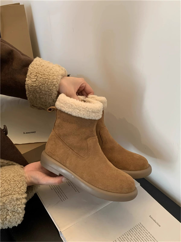 Bocken Shoes lumesaapad Naiste fliisvoodriga paksendatud saapad 2024 Uued talvekarusnahast saapad Karusnahast lumepuuvillast kingad