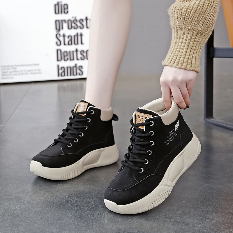 Rudens ir žiemos aukšto viršaus nišiniai platforminiai bateliai moterims, vintažiniai, universalaus dizaino, laisvalaikio, vieno sluoksnio bateliai su minkštu padu, padidinto sportiškumo madingi batai