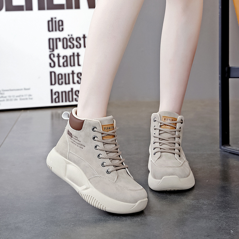 Rudens ir žiemos aukšto viršaus nišiniai platforminiai bateliai moterims, vintažiniai, universalaus dizaino, laisvalaikio, vieno sluoksnio bateliai su minkštu padu, padidinto sportiškumo madingi batai