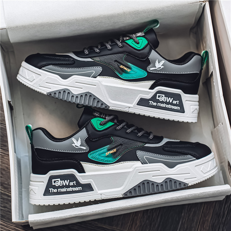 Vīriešu apavi 2024. gada jaunumi nišas Harajuku studentu ikdienas plakanie sporta apavi ar biezu zoli, paaugstinoši maizes apavi 46. izmērs