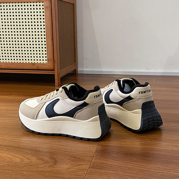 Bn001-22024 Φθινοπωρινά Γυναικεία Αθλητικά Παπούτσια με Χοντρές Σόλες και Βελούδινη Επένδυση, Casual Patchwork Παπούτσια για Φοιτητές, Αύξησης Ύψους και Αδυνατίσματος