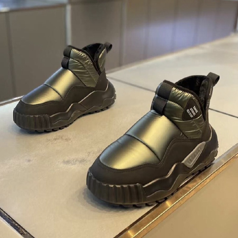 Vīriešu ziemas kokvilnas apavi, sabiezināts samts, silti augstpapēžu vīriešu apavi, pusaudžu neslīdoši, ūdensizturīgi un aukstumizturīgi sniega zābaki ar biezu zoli