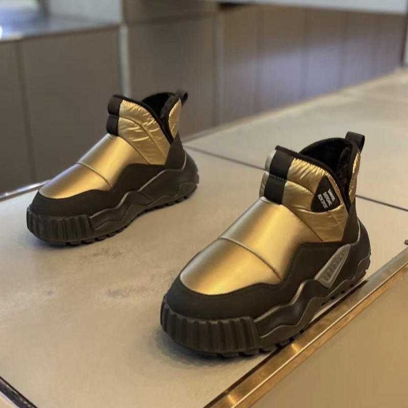 Vīriešu ziemas kokvilnas apavi, sabiezināts samts, silti augstpapēžu vīriešu apavi, pusaudžu neslīdoši, ūdensizturīgi un aukstumizturīgi sniega zābaki ar biezu zoli