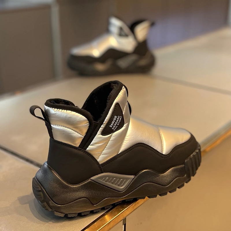 Vīriešu ziemas kokvilnas apavi, sabiezināts samts, silti augstpapēžu vīriešu apavi, pusaudžu neslīdoši, ūdensizturīgi un aukstumizturīgi sniega zābaki ar biezu zoli