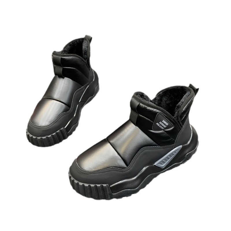 Vīriešu ziemas kokvilnas apavi, sabiezināts samts, silti augstpapēžu vīriešu apavi, pusaudžu neslīdoši, ūdensizturīgi un aukstumizturīgi sniega zābaki ar biezu zoli