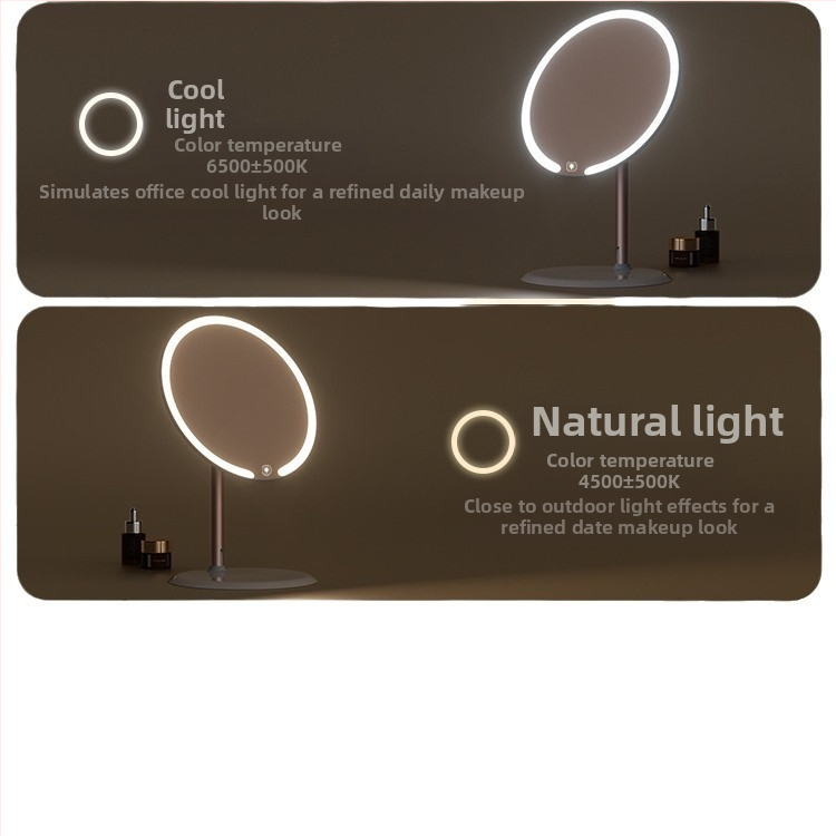 Двуосно огледало за грим с лампа, настолно, студентско, общежитие, домашен офис, LED огледало за красота, въртящо се