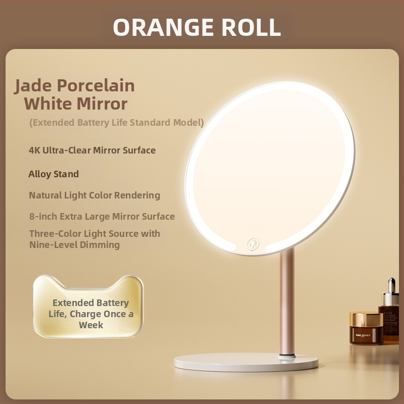 Kaheteljeline meigipeegel lambiga, lauaarvuti, üliõpilaselamu, kodukontor, LED-ilmpeegel pöörlev