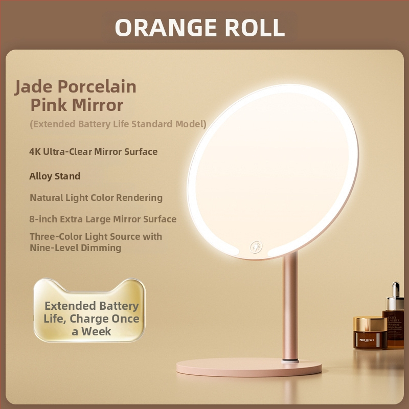 Kaheteljeline meigipeegel lambiga, lauaarvuti, üliõpilaselamu, kodukontor, LED-ilmpeegel pöörlev