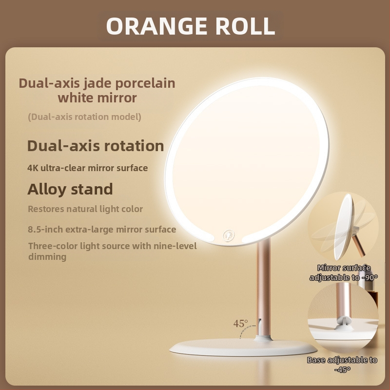 Kaheteljeline meigipeegel lambiga, lauaarvuti, üliõpilaselamu, kodukontor, LED-ilmpeegel pöörlev