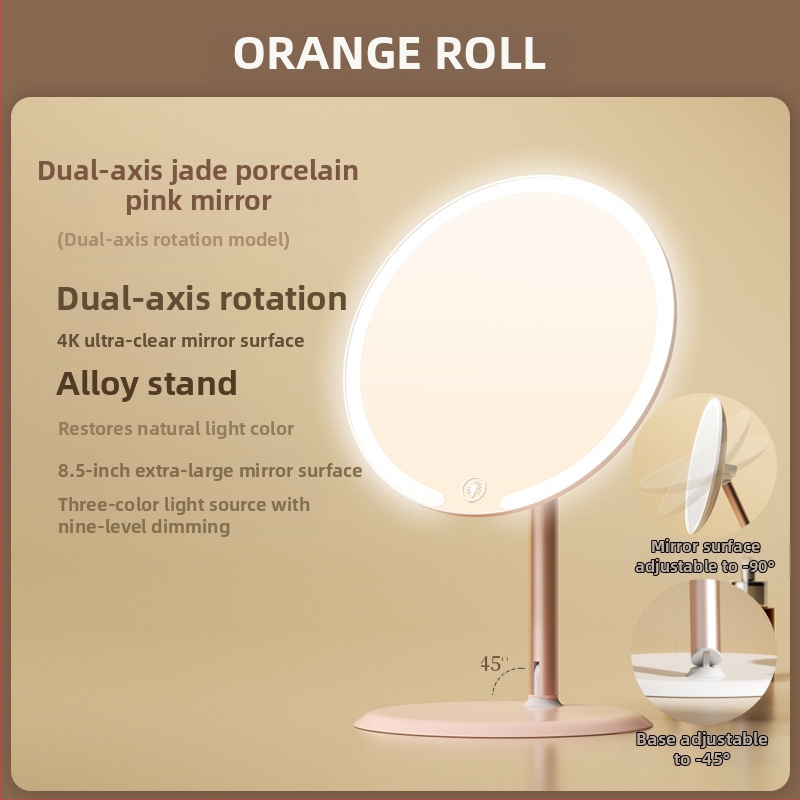 Kaheteljeline meigipeegel lambiga, lauaarvuti, üliõpilaselamu, kodukontor, LED-ilmpeegel pöörlev