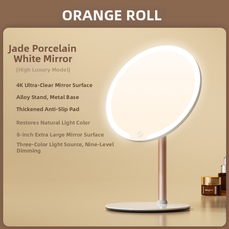 Kaheteljeline meigipeegel lambiga, lauaarvuti, üliõpilaselamu, kodukontor, LED-ilmpeegel pöörlev