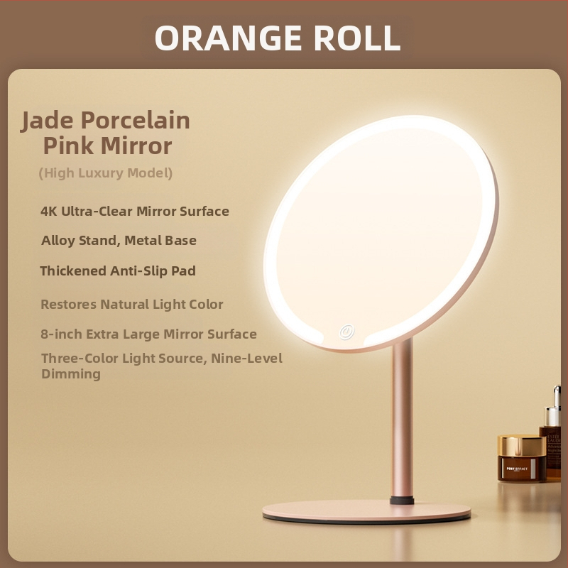 Kaheteljeline meigipeegel lambiga, lauaarvuti, üliõpilaselamu, kodukontor, LED-ilmpeegel pöörlev