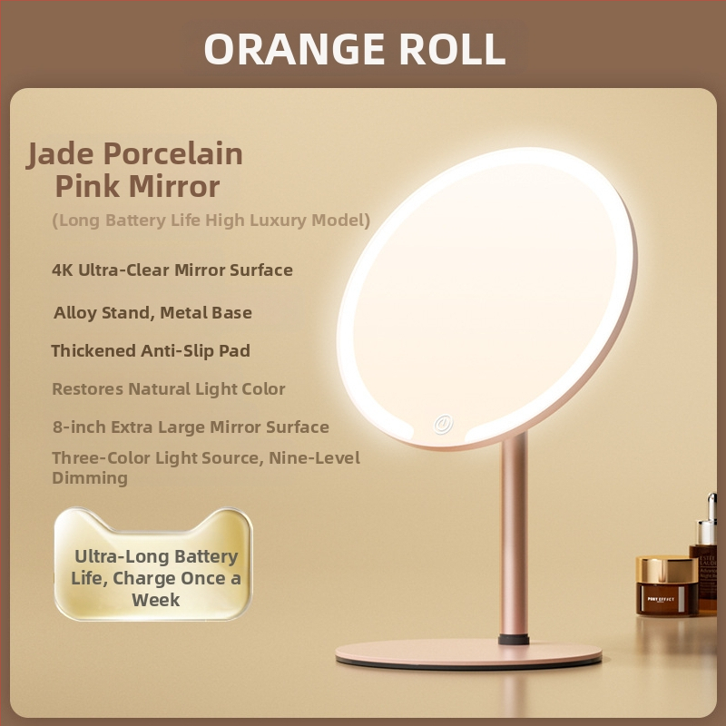 Kaheteljeline meigipeegel lambiga, lauaarvuti, üliõpilaselamu, kodukontor, LED-ilmpeegel pöörlev