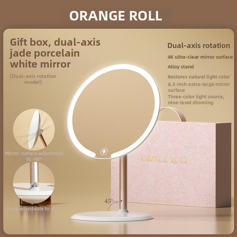 Kaheteljeline meigipeegel lambiga, lauaarvuti, üliõpilaselamu, kodukontor, LED-ilmpeegel pöörlev