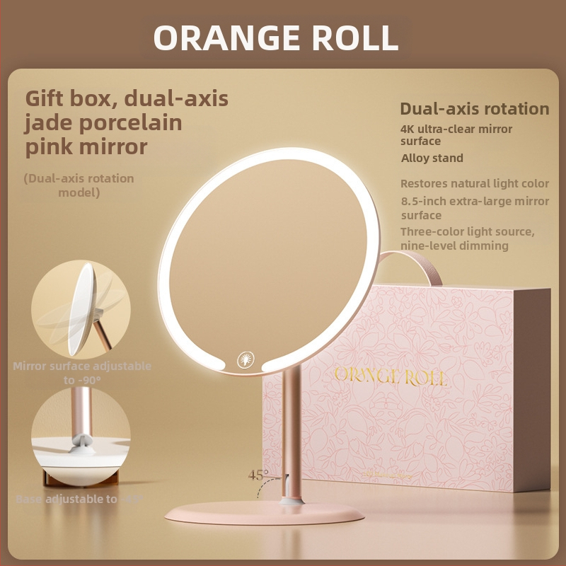 Kaheteljeline meigipeegel lambiga, lauaarvuti, üliõpilaselamu, kodukontor, LED-ilmpeegel pöörlev