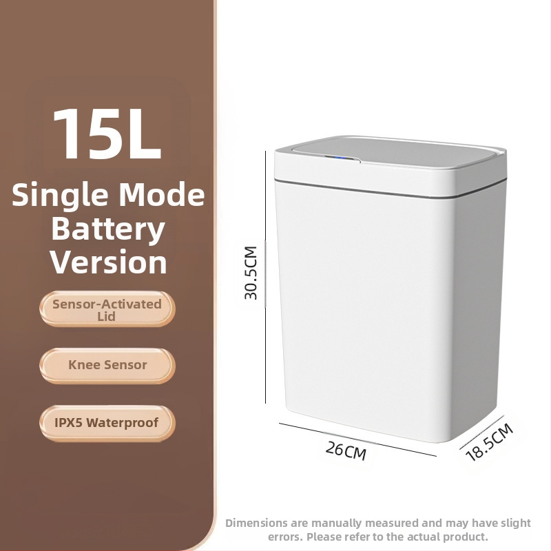 Išmanioji šiukšliadėžė be prisilietimo su atviru dangčiu, automatiškai pakuojama išmanioji šiukšliadėžė vonios kambario tarpui