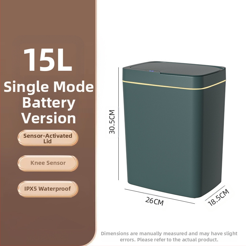 Išmanioji šiukšliadėžė be prisilietimo su atviru dangčiu, automatiškai pakuojama išmanioji šiukšliadėžė vonios kambario tarpui