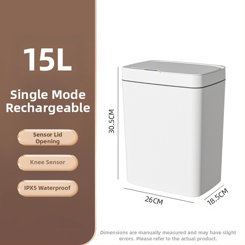 Išmanioji šiukšliadėžė be prisilietimo su atviru dangčiu, automatiškai pakuojama išmanioji šiukšliadėžė vonios kambario tarpui