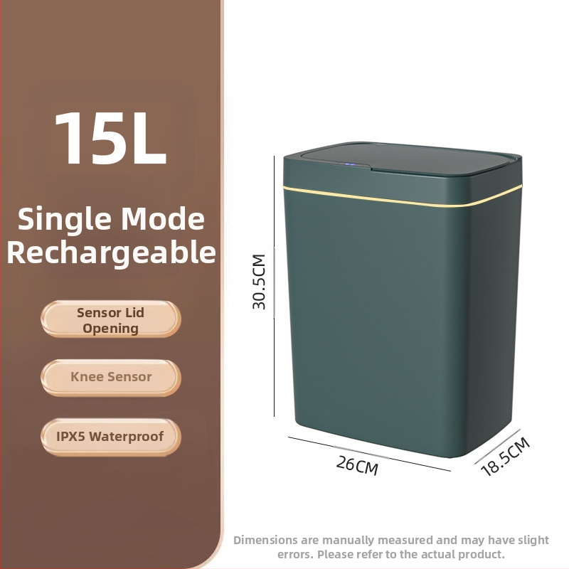 Išmanioji šiukšliadėžė be prisilietimo su atviru dangčiu, automatiškai pakuojama išmanioji šiukšliadėžė vonios kambario tarpui