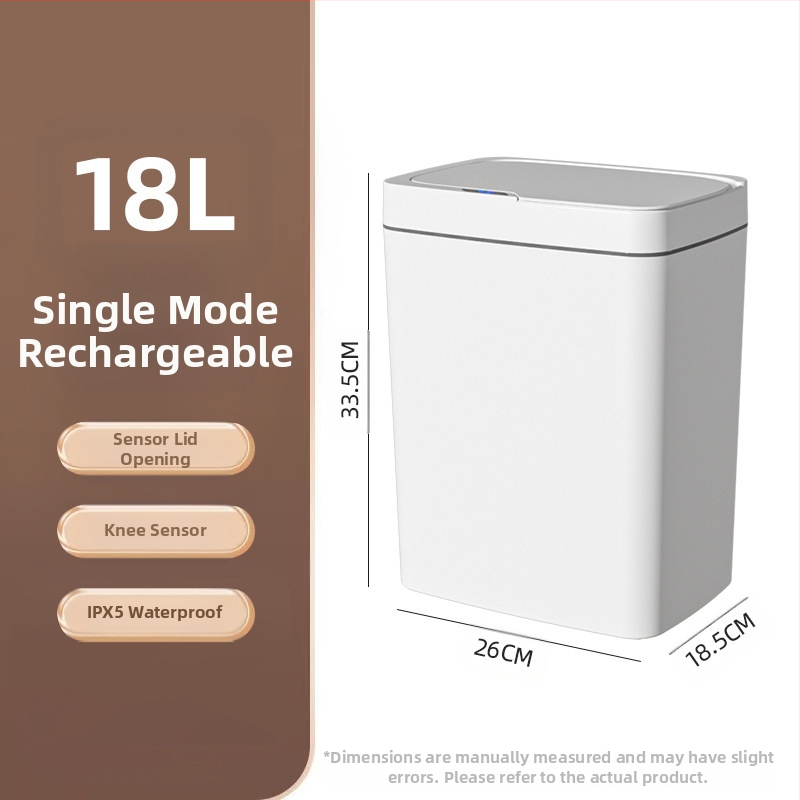 Išmanioji šiukšliadėžė be prisilietimo su atviru dangčiu, automatiškai pakuojama išmanioji šiukšliadėžė vonios kambario tarpui