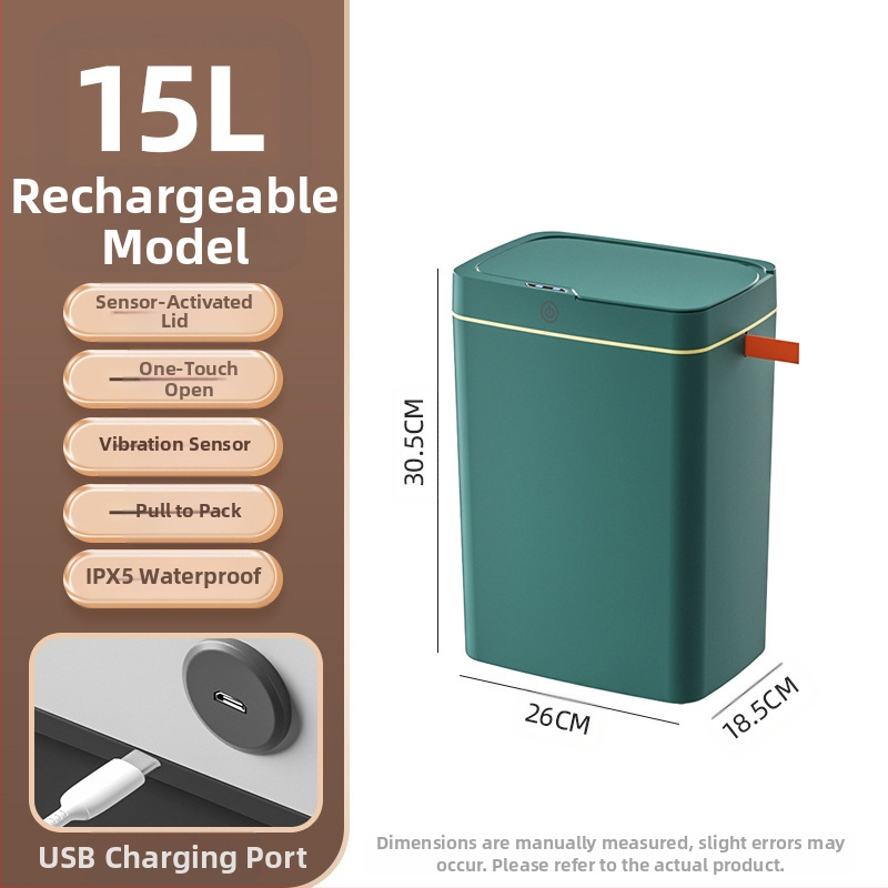Išmanioji šiukšliadėžė be prisilietimo su atviru dangčiu, automatiškai pakuojama išmanioji šiukšliadėžė vonios kambario tarpui