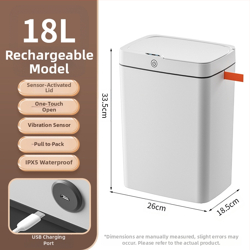 Išmanioji šiukšliadėžė be prisilietimo su atviru dangčiu, automatiškai pakuojama išmanioji šiukšliadėžė vonios kambario tarpui