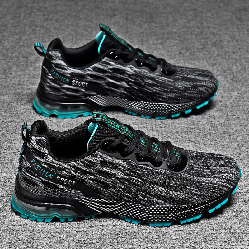 Väliskaubanduse pluss-suuruses meeste kingad kevadeks, uued lendava kootud kalasoomustega vabaaja trendikad õhkpadjaga reisikingad õuespordi jooksujalatsid meestele