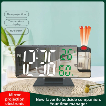 LED-digitaalse ekraaniga äratuskella edasilükkamise heleduse reguleerimise peegli vaigistamine punase joone projektsiooniga 3718 äratuskell peeglikell