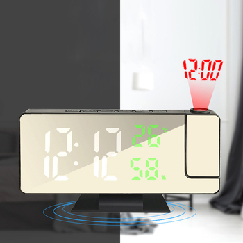 LED-digitaalse ekraaniga äratuskella edasilükkamise heleduse reguleerimise peegli vaigistamine punase joone projektsiooniga 3718 äratuskell peeglikell