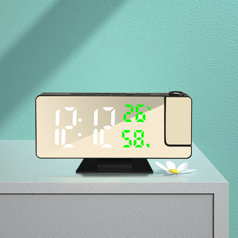 LED-digitaalse ekraaniga äratuskella edasilükkamise heleduse reguleerimise peegli vaigistamine punase joone projektsiooniga 3718 äratuskell peeglikell