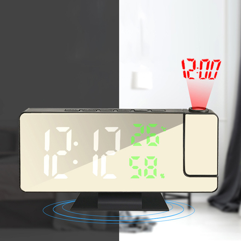 LED-digitaalse ekraaniga äratuskella edasilükkamise heleduse reguleerimise peegli vaigistamine punase joone projektsiooniga 3718 äratuskell peeglikell